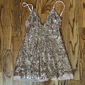 NBD Rose Gold Sequin Slip Dress